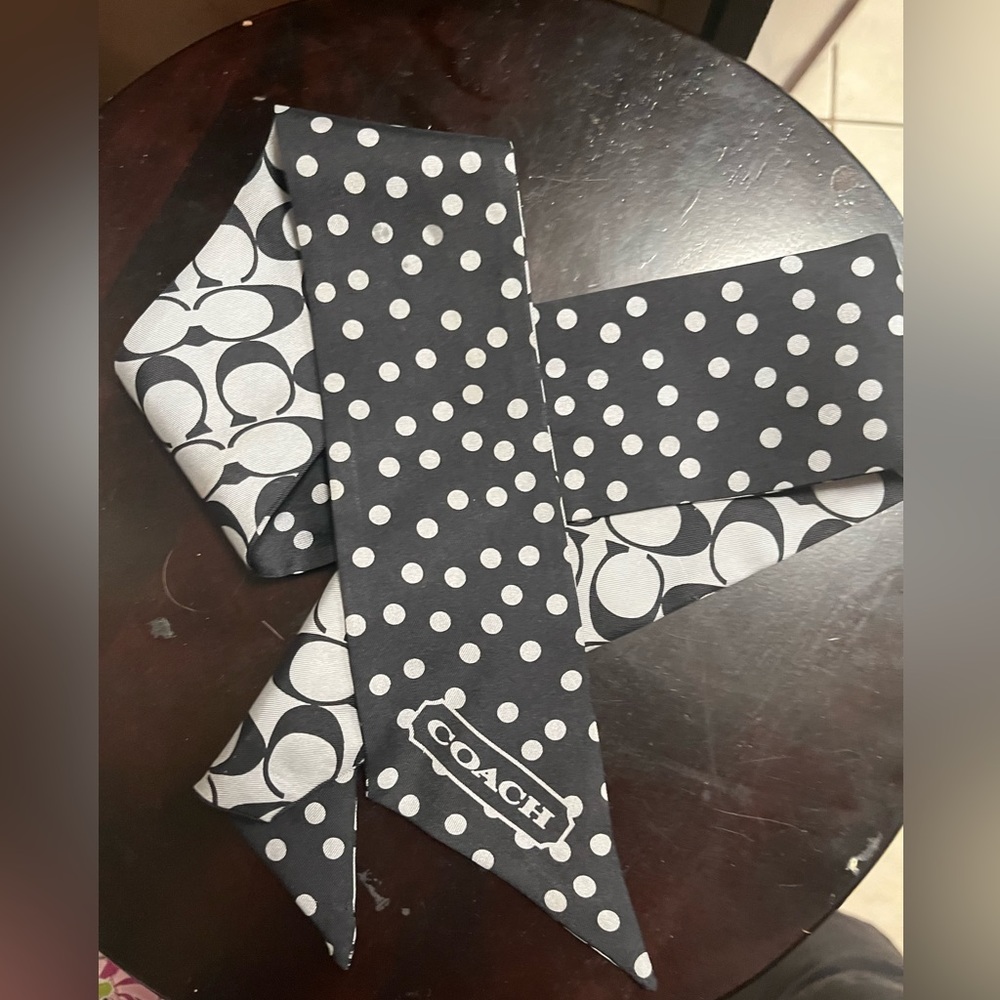 Coach Silk black and white reversible scarf